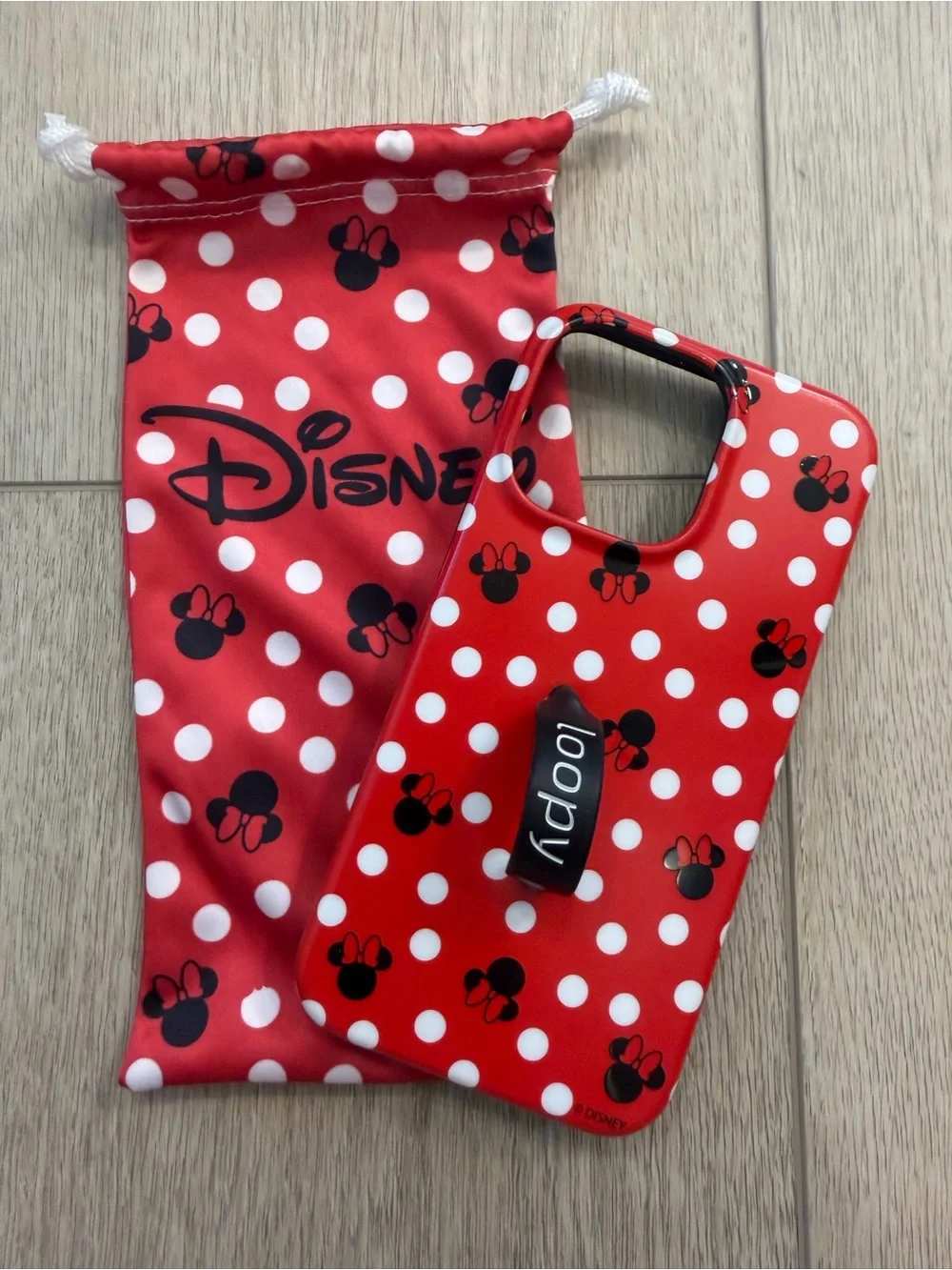 Loopy Case Red and White Polka Dot Phone Case with Black Loop - Minnie Pattern